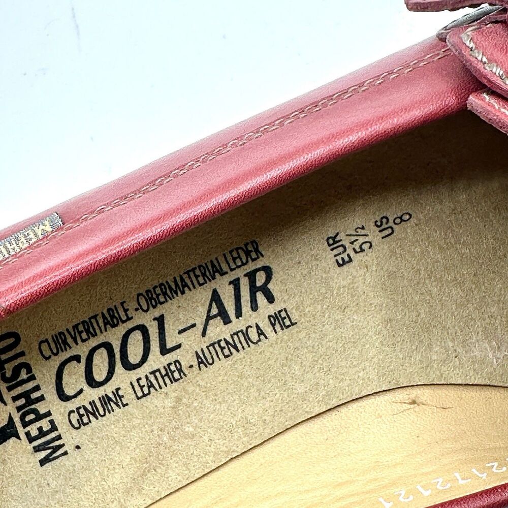 Mephisto Leather Loafers Womens Size US 8 EU 5.5 Red Comfort Shoes Buckle - Picture 9 of 12